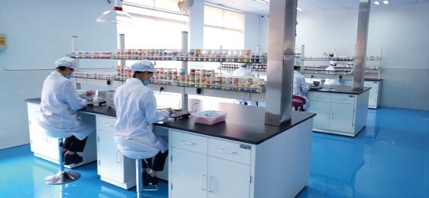 R&D laboratory at Zhejiang Sanyuanse with technicians working at the bench