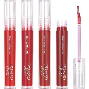 Red lip gloss tubes with applicator wands